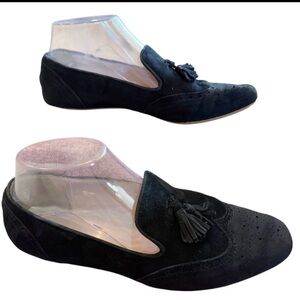 J. Crew Black Suede Loafers with Tassels